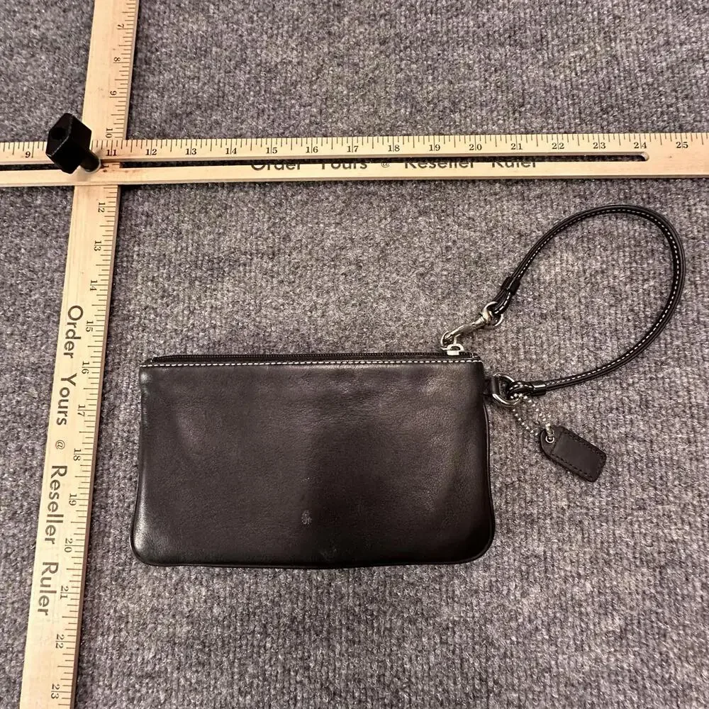 Coach Black Leather Wristlet Clutch with‎ Buckle Detail #580